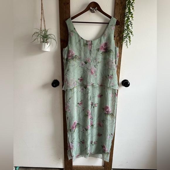 Vintage 90s Plus Women’s Floral Print Sleeveless Dress Size 14W Made in USA - Picture 4 of 16